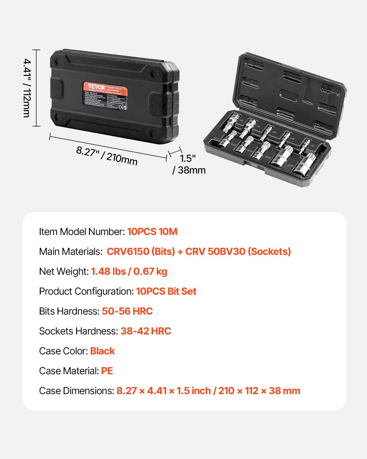 XZN Triple Square Spline Bit Socket Set 10-Piece M4-M18 Cr-V Steel Storage Case V952-PTTT143812XZUOMMXV0