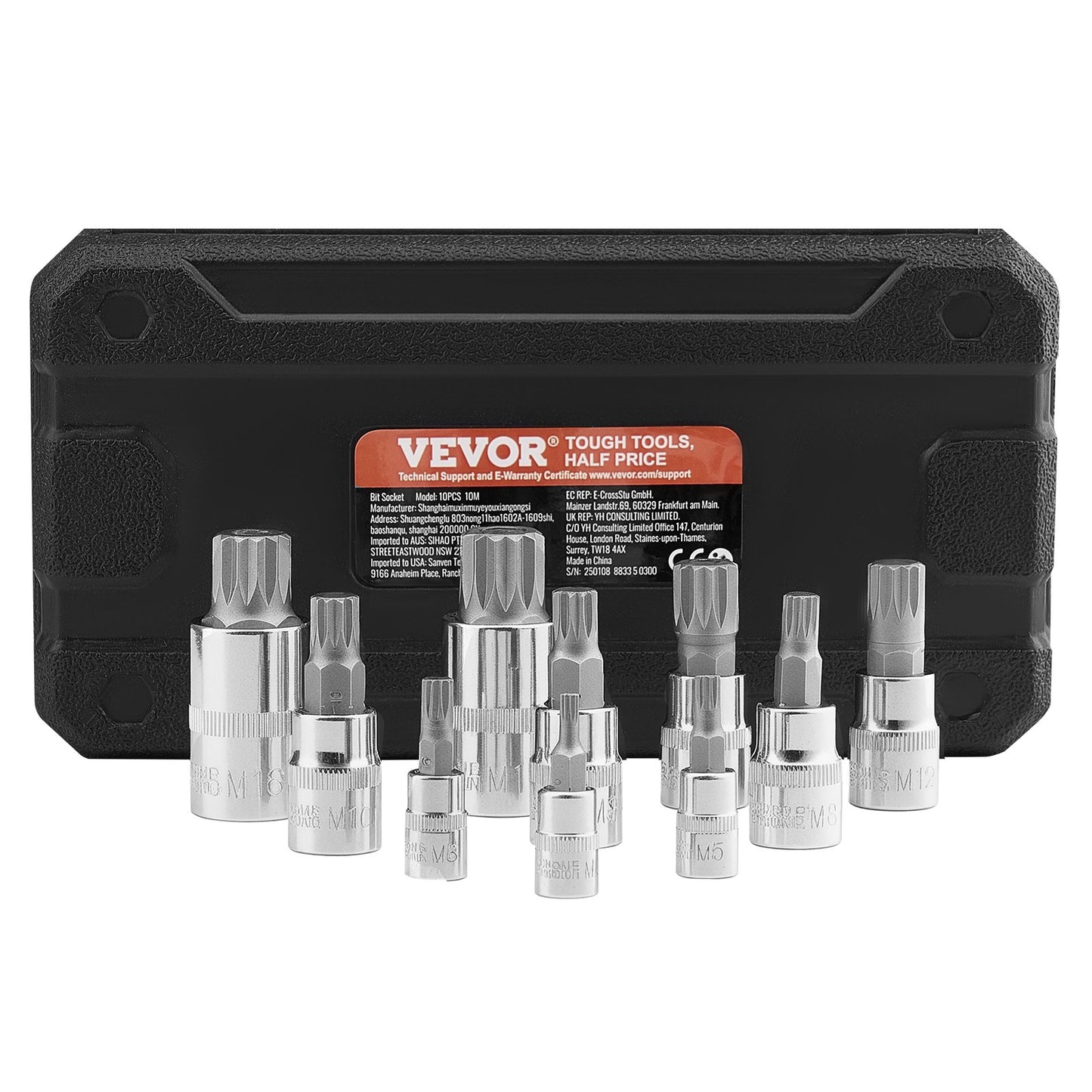 XZN Triple Square Spline Bit Socket Set 10-Piece M4-M18 Cr-V Steel Storage Case V952-PTTT143812XZUOMMXV0