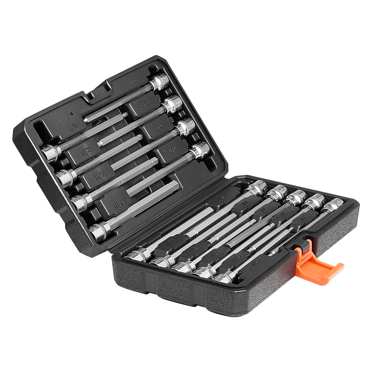 Extra Long Allen Hex Bit Socket Set, 18-Piece 3/8 inch Drive, S2 Alloy Steel and Cr-V Steel, Standard SAE and V952-PTTT38HEXSD0DLCSKV0