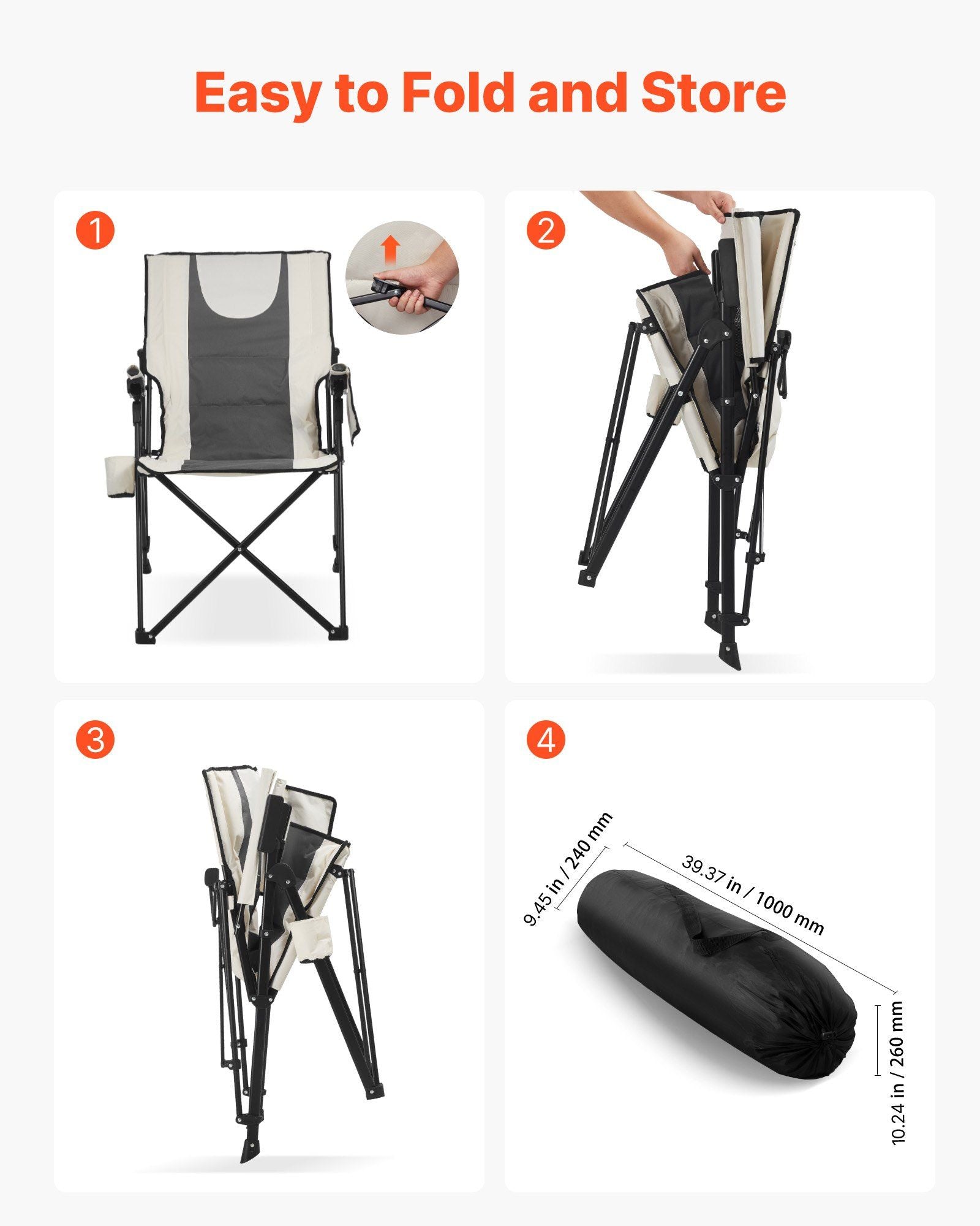 Folding Camping Chair, 3 Reclining Positions, Outdoor High Back Camping Chair, 260lbs Weight Capacity, Full V952-PTTYGBTYRDXHFQV64002V0
