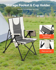 Folding Camping Chair, 3 Reclining Positions, Outdoor High Back Camping Chair, 260lbs Weight Capacity, Full V952-PTTYGBTYRDXHFQV64002V0