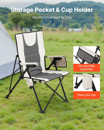 Folding Camping Chair, 3 Reclining Positions, Outdoor High Back Camping Chair, 260lbs Weight Capacity, Full V952-PTTYGBTYRDXHFQV64002V0