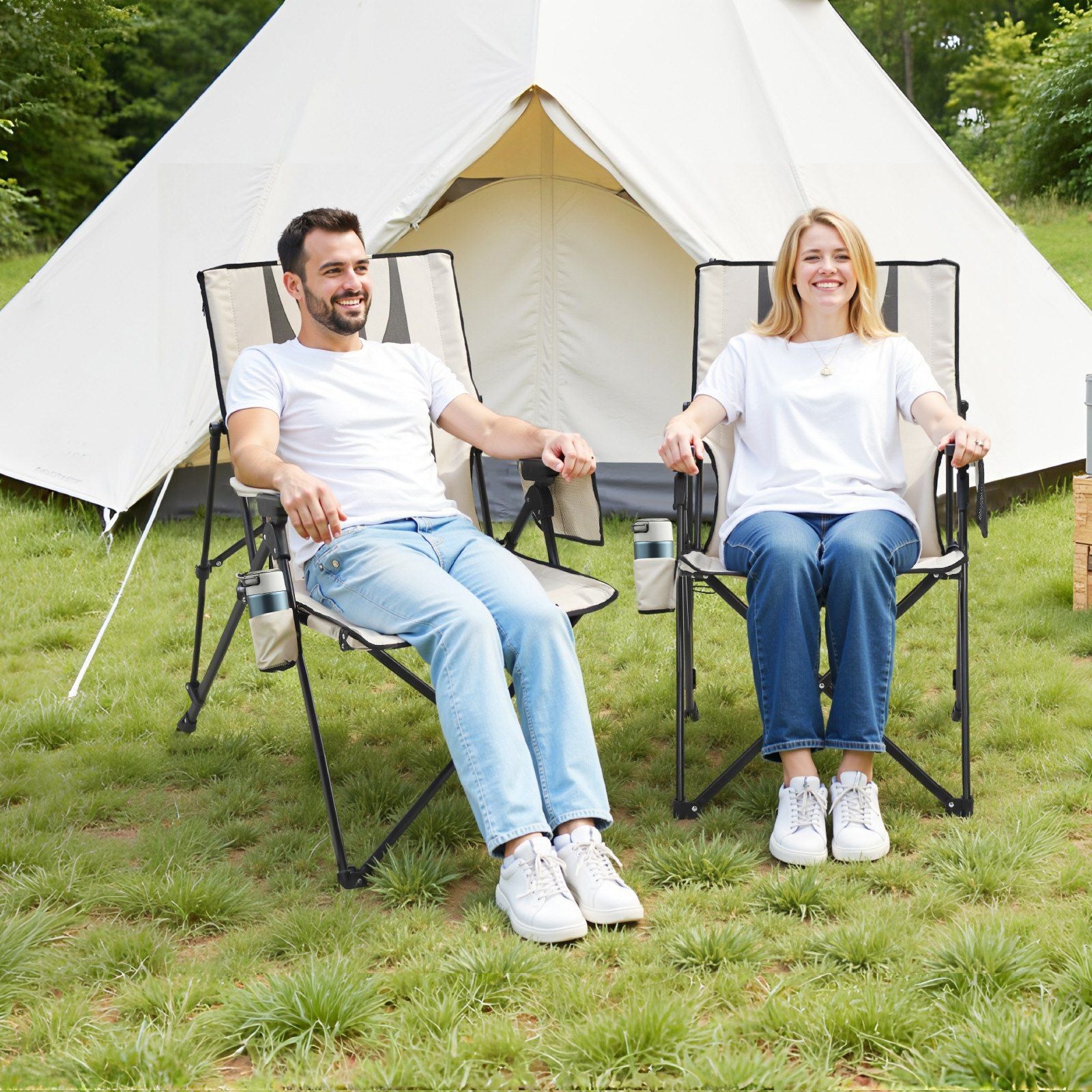 Folding Camping Chair, 3 Reclining Positions, Outdoor High Back Camping Chair, 260lbs Weight Capacity, Full V952-PTTYGBTYRDXHFQV64002V0