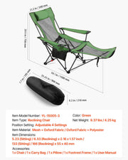 Reclining Camping Chair, 4 Adjustable Positions, Portable Folding Lounger for Adults, Mesh Beach Chair with V952-PTTYXTTYWBXLY6SQI002V0