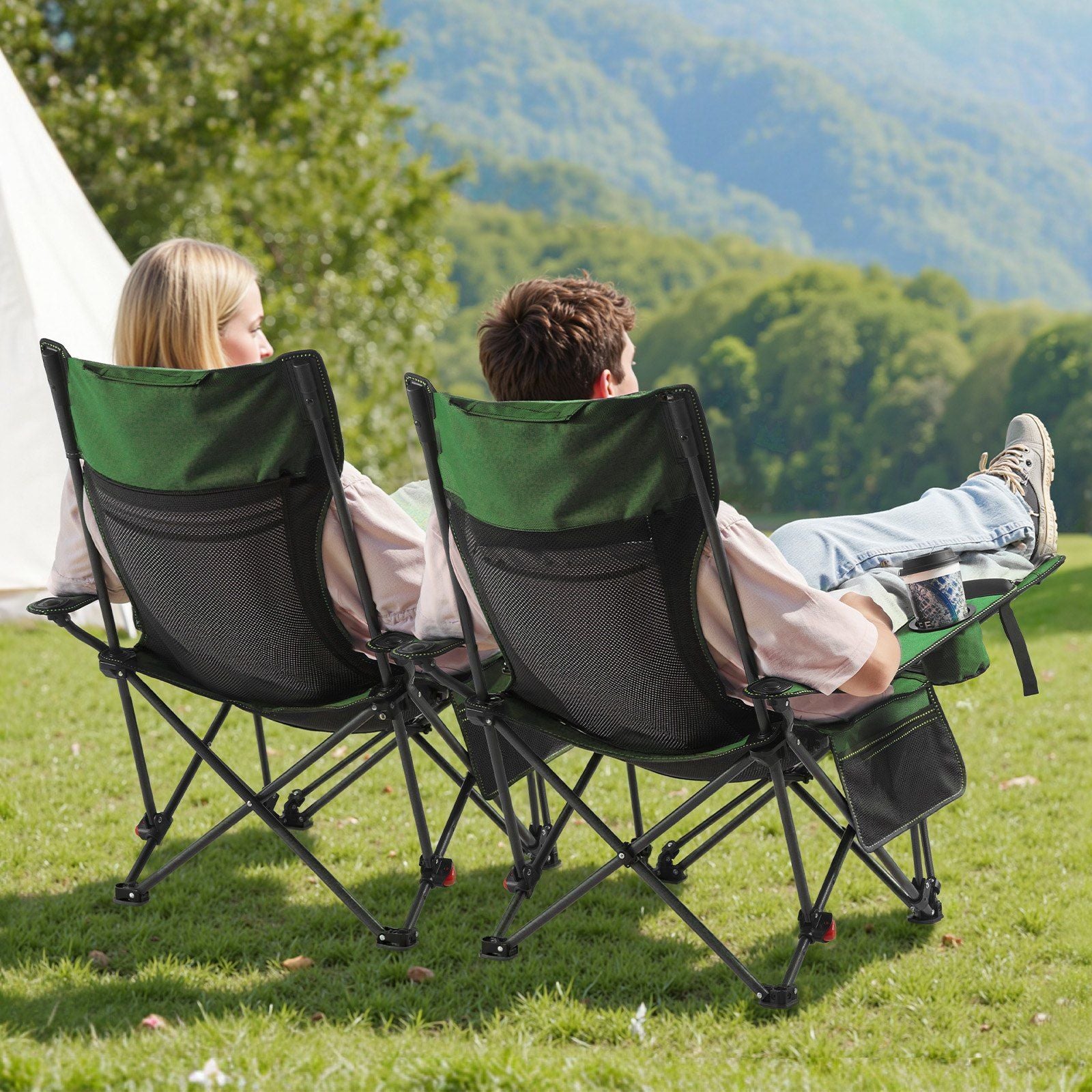 Reclining Camping Chair, 4 Adjustable Positions, Portable Folding Lounger for Adults, Mesh Beach Chair with V952-PTTYXTTYWBXLY6SQI002V0