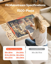 1500 Piece Puzzle Table with Legs, 4 Drawers and Cover, 86x63cm Portable Wooden Board with Wheels, Jigsaw V952-PTZ1500JXWGJ4VSU5001V0