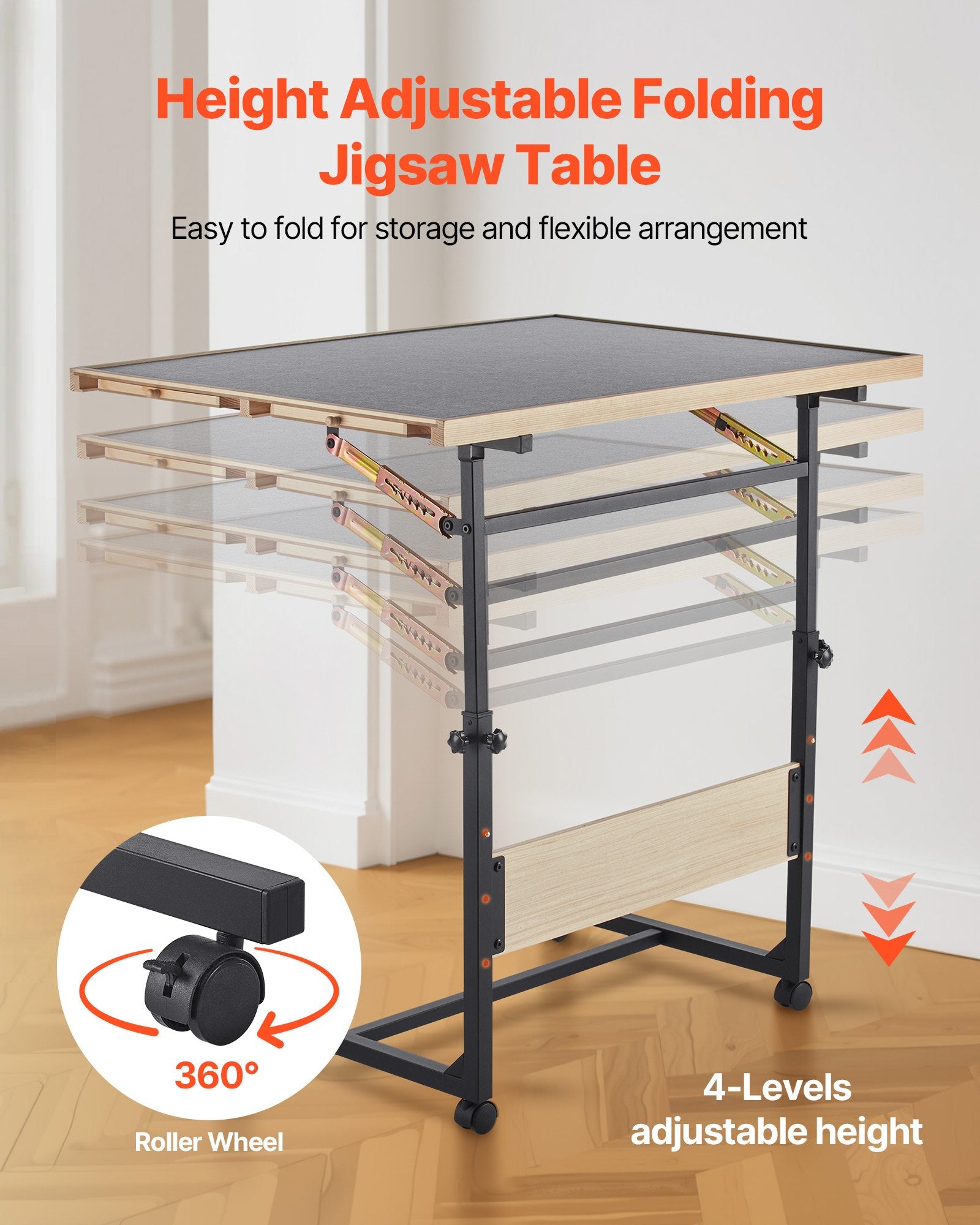 1500 Piece Puzzle Table with Legs, 4 Drawers and Cover, 86x63cm Portable Wooden Board with Wheels, Jigsaw V952-PTZ1500JXWGJ4VSU5001V0