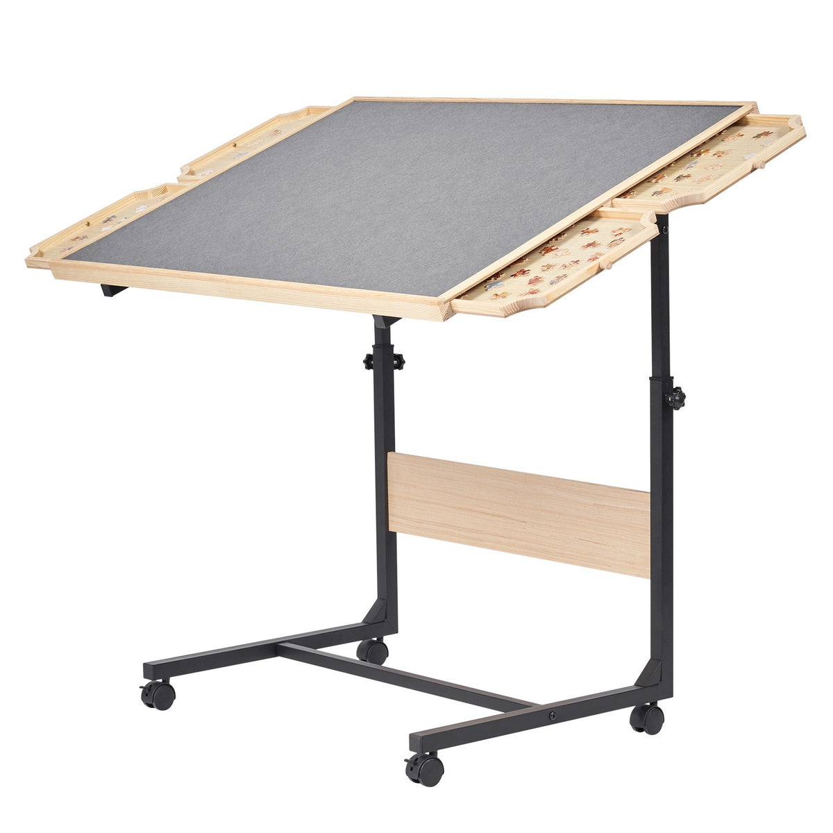 1500 Piece Puzzle Table with Legs, 4 Drawers and Cover, 86x63cm Portable Wooden Board with Wheels, Jigsaw V952-PTZ1500JXWGJ4VSU5001V0