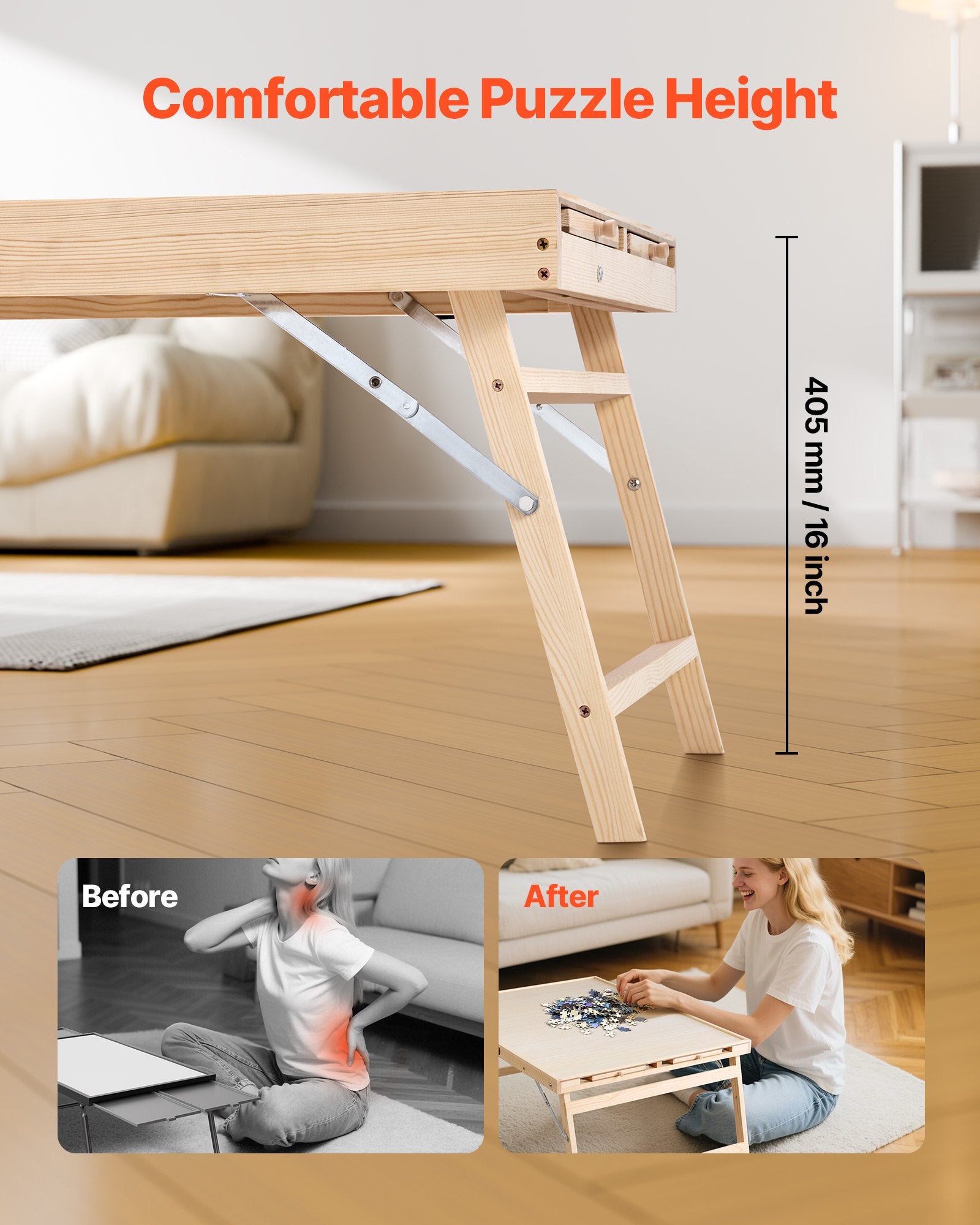 1500 Piece Puzzle Board with Folding Leg Portable Wooden Jigsaw 86x63cm V952-PTZ1500JXWGZAGJ95001V0