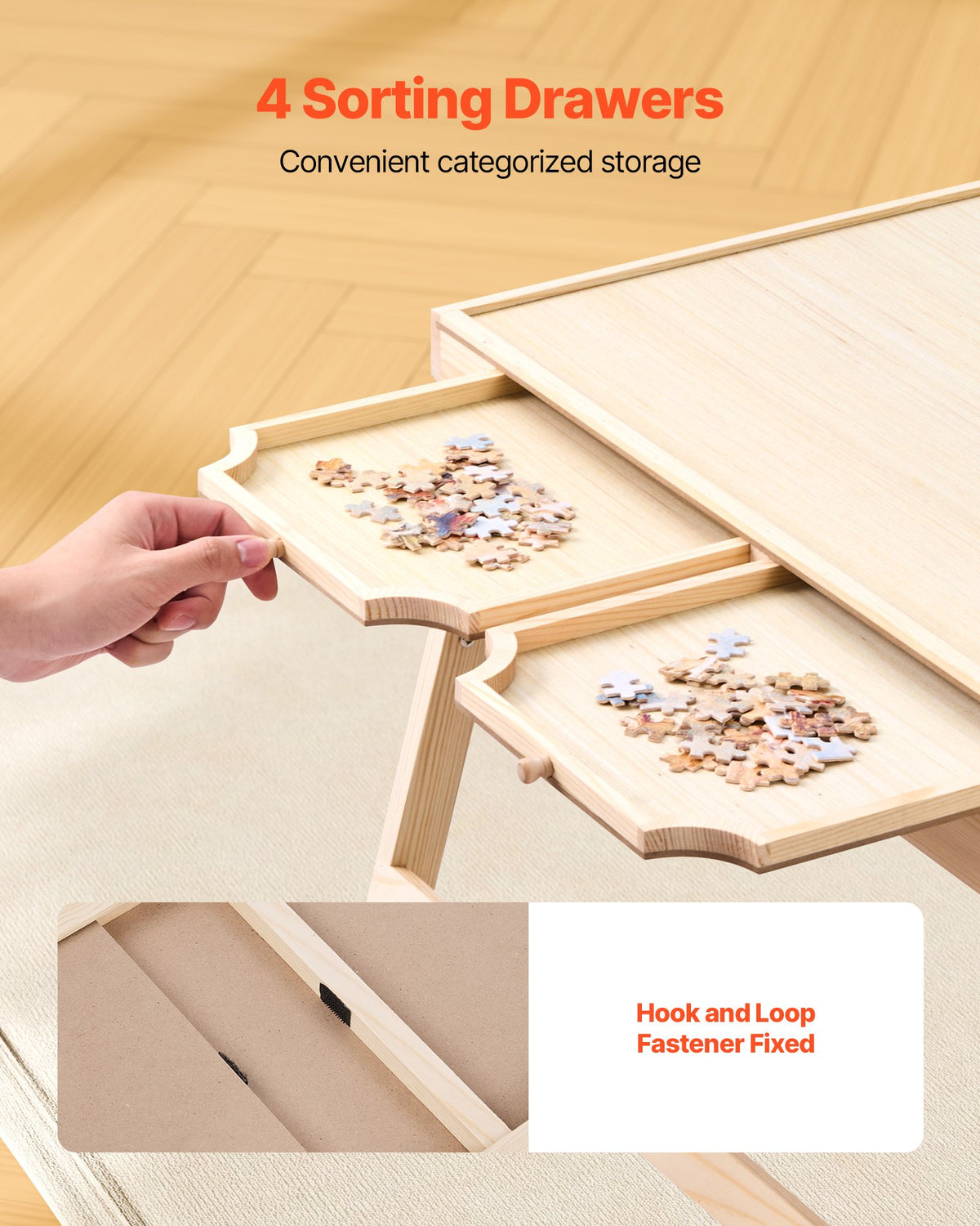 1500 Piece Puzzle Board with Folding Leg Portable Wooden Jigsaw 86x63cm V952-PTZ1500JXWGZAGJ95001V0