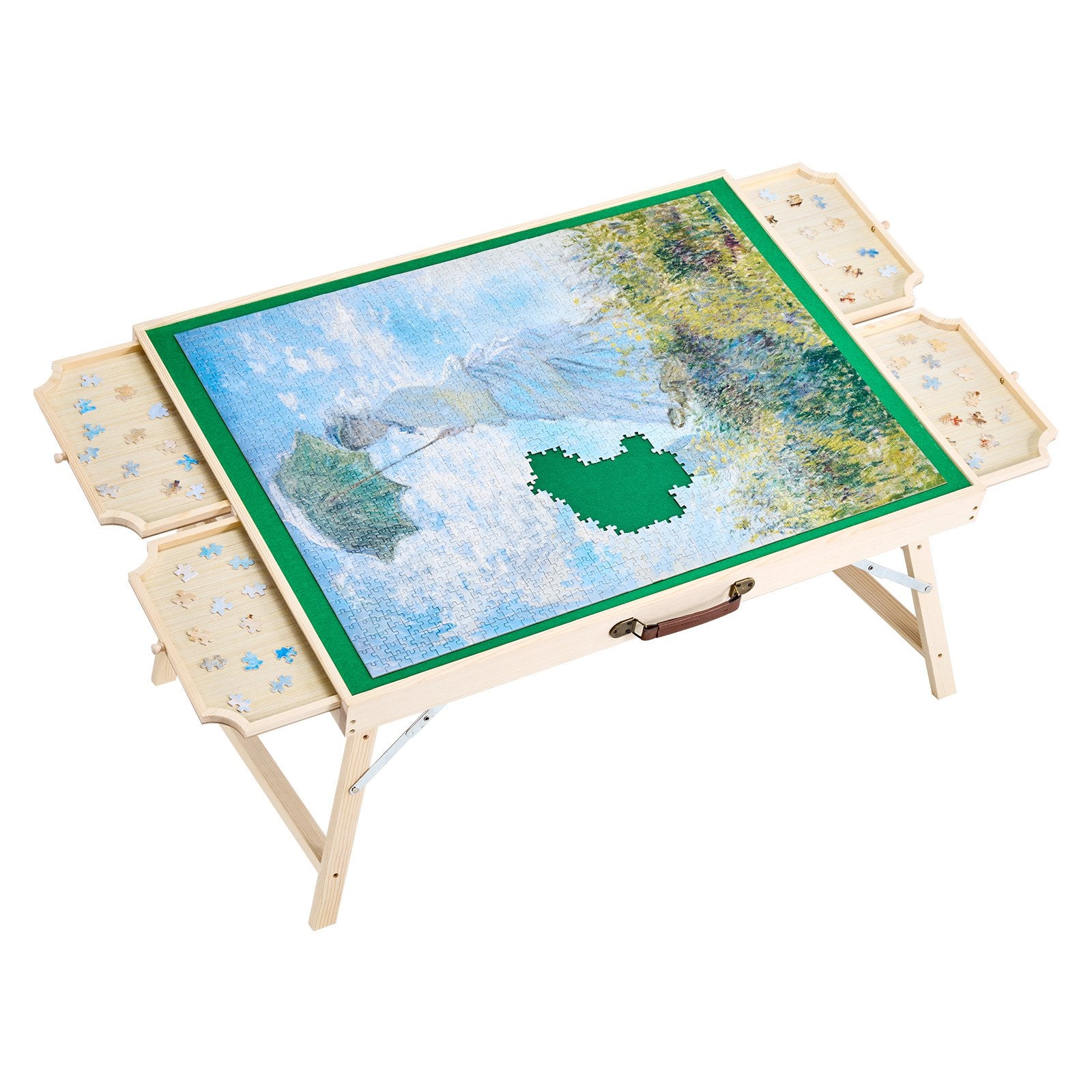 1500 Piece Puzzle Board with Folding Leg Portable Wooden Jigsaw 86x63cm V952-PTZ1500JXWGZNJKWJ001V0
