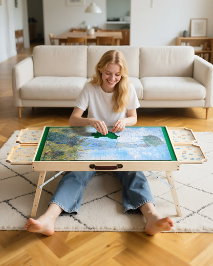 1500 Piece Puzzle Board with Folding Leg Portable Wooden Jigsaw 86x63cm V952-PTZ1500JXWGZNJKWJ001V0