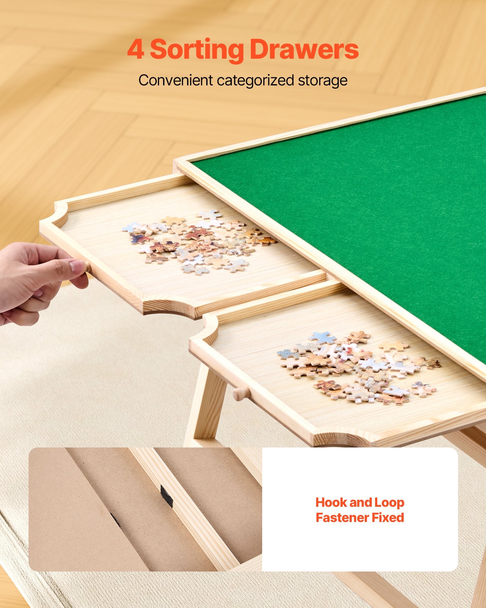 1500 Piece Puzzle Board with Folding Leg Portable Wooden Jigsaw 86x63cm V952-PTZ1500JXWGZNJKWJ001V0