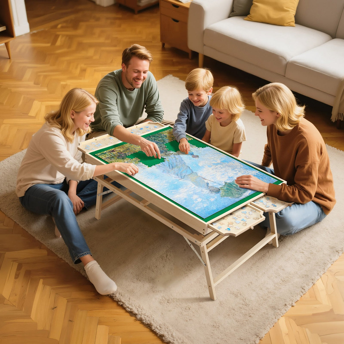 1500 Piece Puzzle Board with Folding Leg Portable Wooden Jigsaw 86x63cm V952-PTZ1500JXWGZNJKWJ001V0