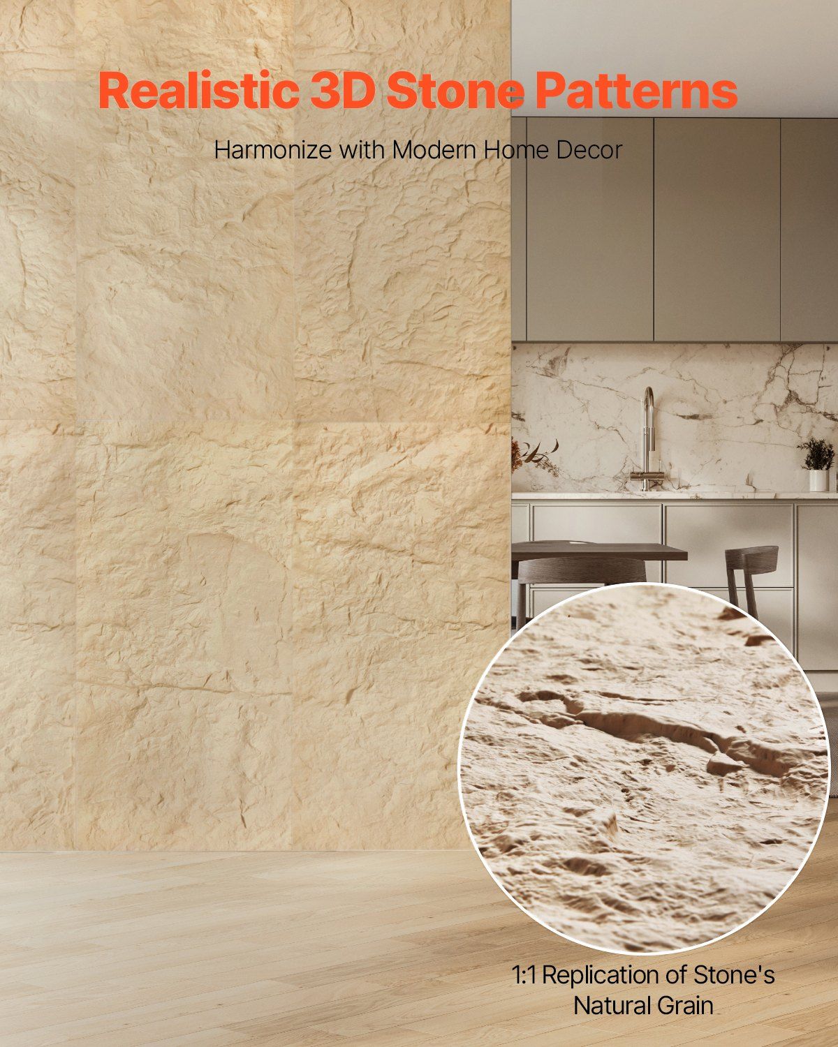 3D Wall Panels, 4 Pack 120 x 60 cm PU Natural Stone Imitation Wall Art Tiles, 2.97 m2 Coverage Accent Wall V952-PU3DQBTRFSFT8BTQ4V0