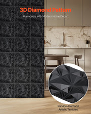 3D Wall Panels, 33-Pack 30 x 30 cm PVC Modern Art Minimalist Diamond Tiles, 2.97 m2 Coverage Accent Wall V952-PVC3DQBXDYSJ6XSHBV0