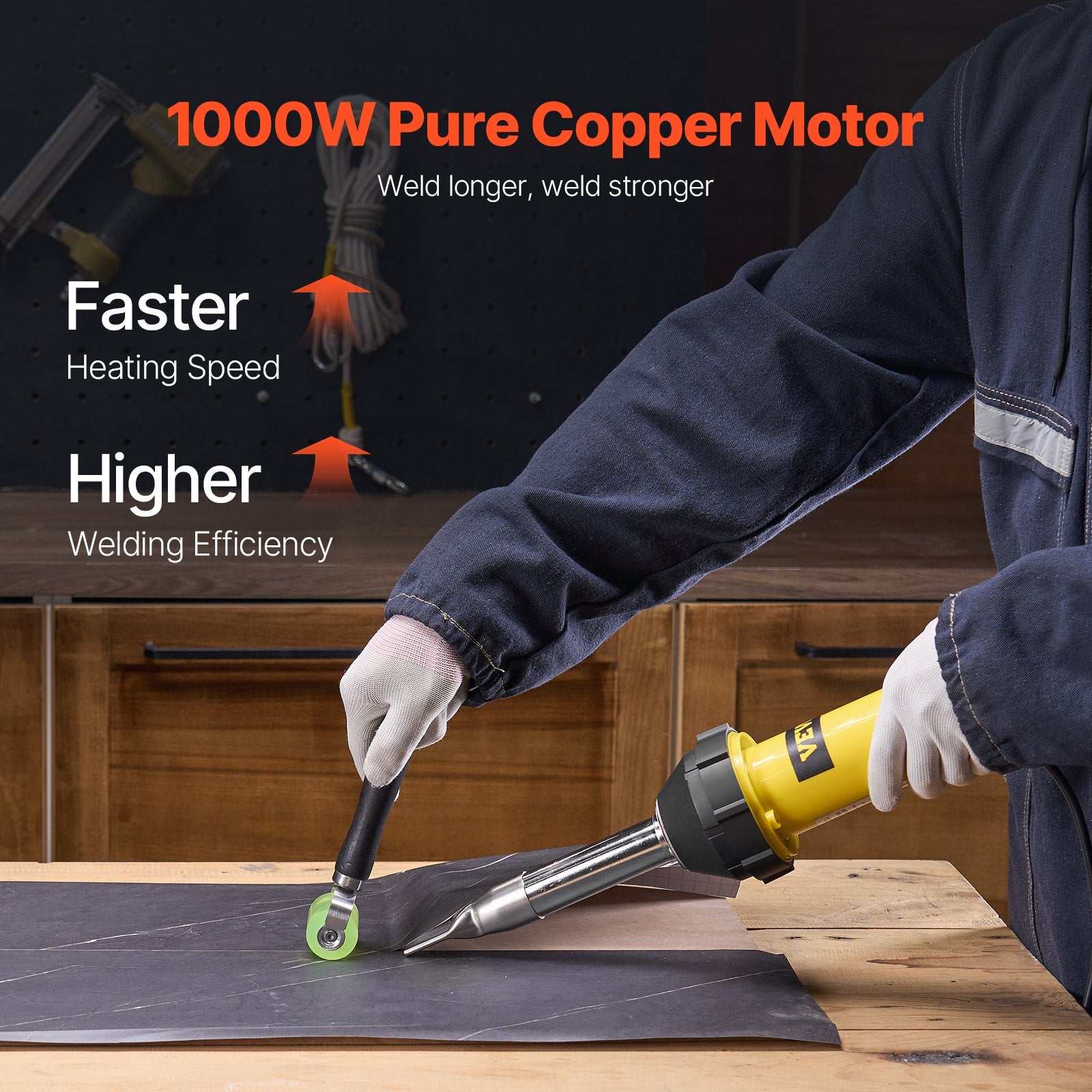 Hot Air Plastic Welder, 1000W Hot Air Torch Pistol, 50- 600 degrees C PVC TPO Vinyl Heat Gun Welding Torch, V952-PVCBRRJTZWGJ98MYAV3