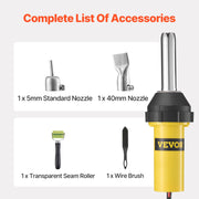 Hot Air Plastic Welder, 1000W Hot Air Torch Pistol, 50- 600 degrees C PVC TPO Vinyl Heat Gun Welding Torch, V952-PVCBRRJTZWGJ98MYAV3