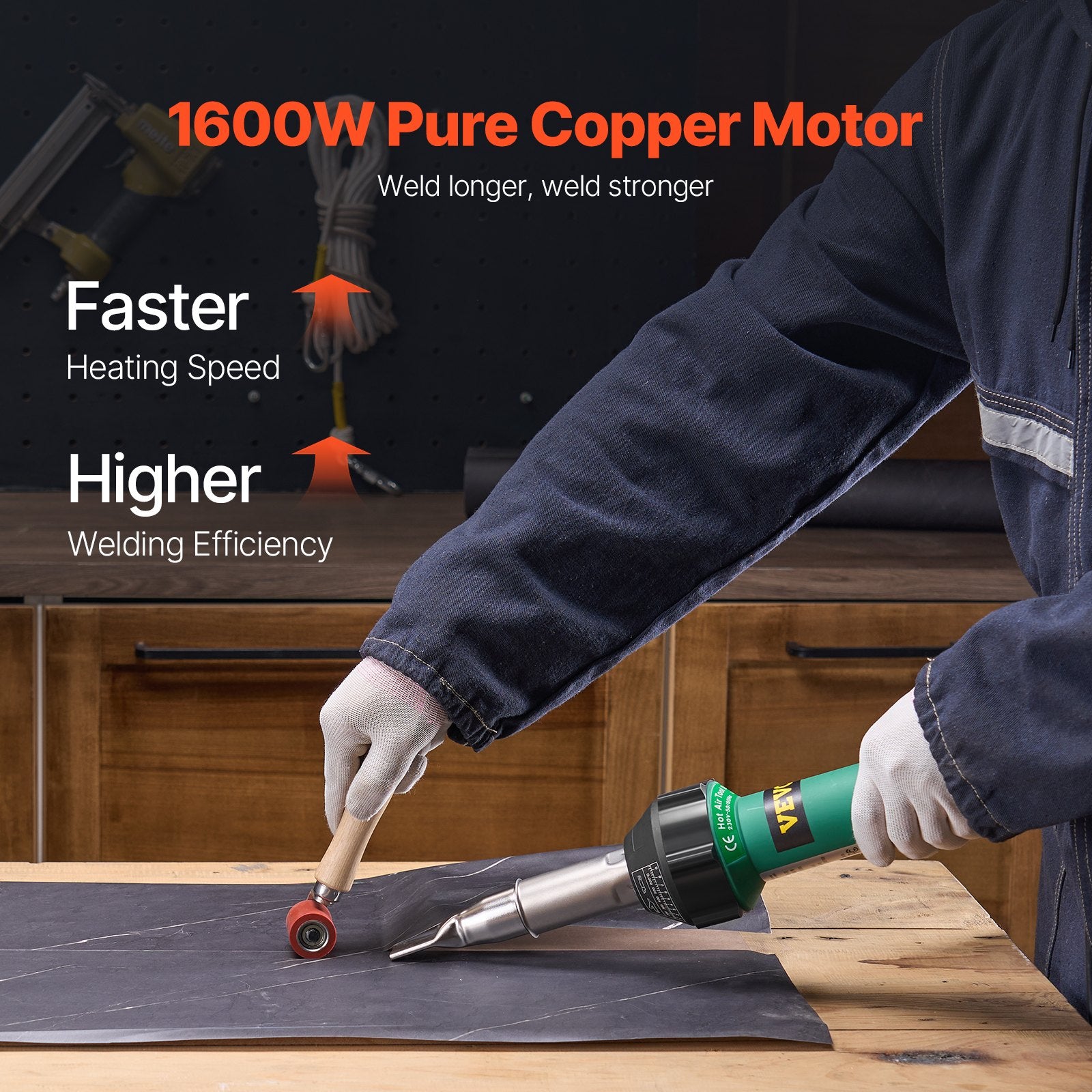 Hot Air Plastic Welder 1600W PVC TPO Vinyl Heat Gun Torch & 9 Accessories V952-PVCBRRJTZYGJ57QZYV3