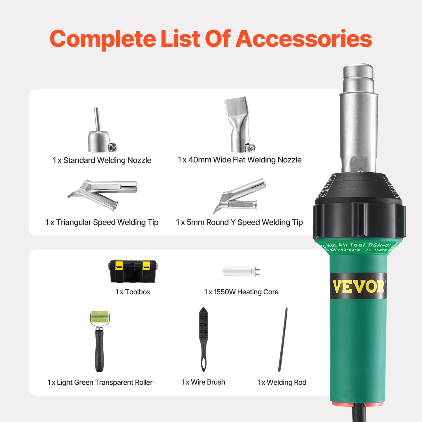 Hot Air Plastic Welder 1600W PVC TPO Vinyl Heat Gun Torch & 9 Accessories V952-PVCBRRJTZYGJ57QZYV3
