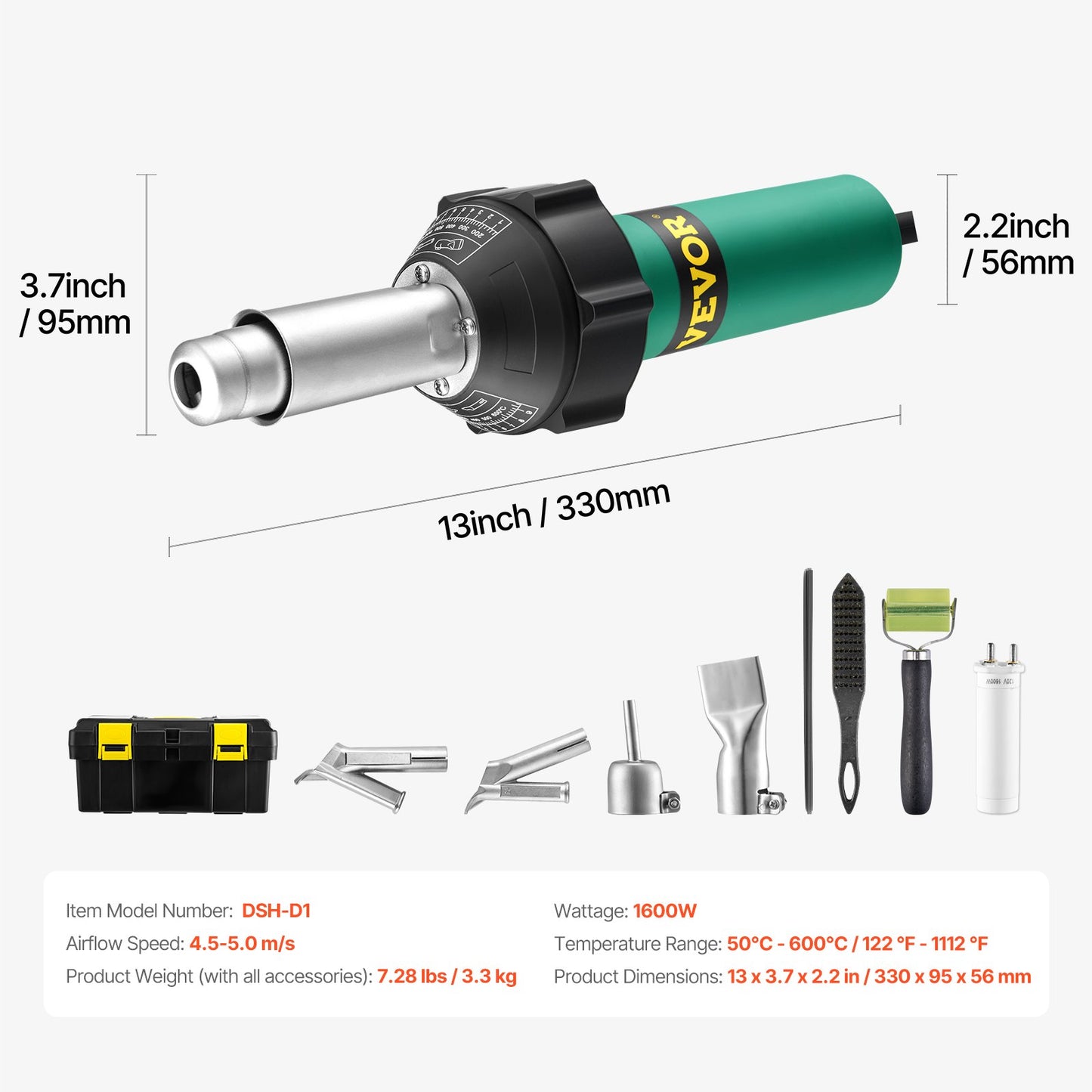 Hot Air Plastic Welder 1600W PVC TPO Vinyl Heat Gun Torch & 9 Accessories V952-PVCBRRJTZYGJ57QZYV3