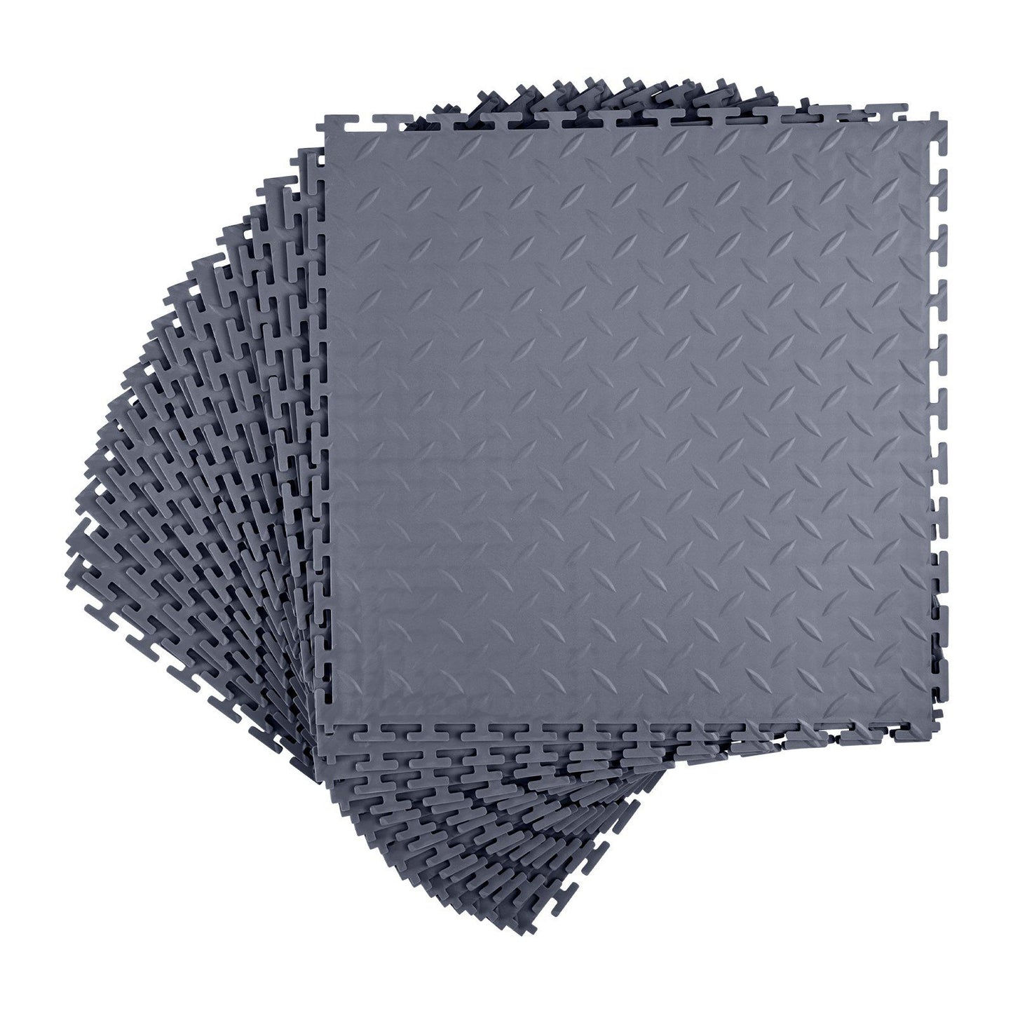 Garage Floor Tiles Interlocking, 16 Pack 513 x 513 x 5 mm Interlocking Modular Garage Flooring Tiles, Diamond V952-PVCLSCKDDPVC9AKRO001V0