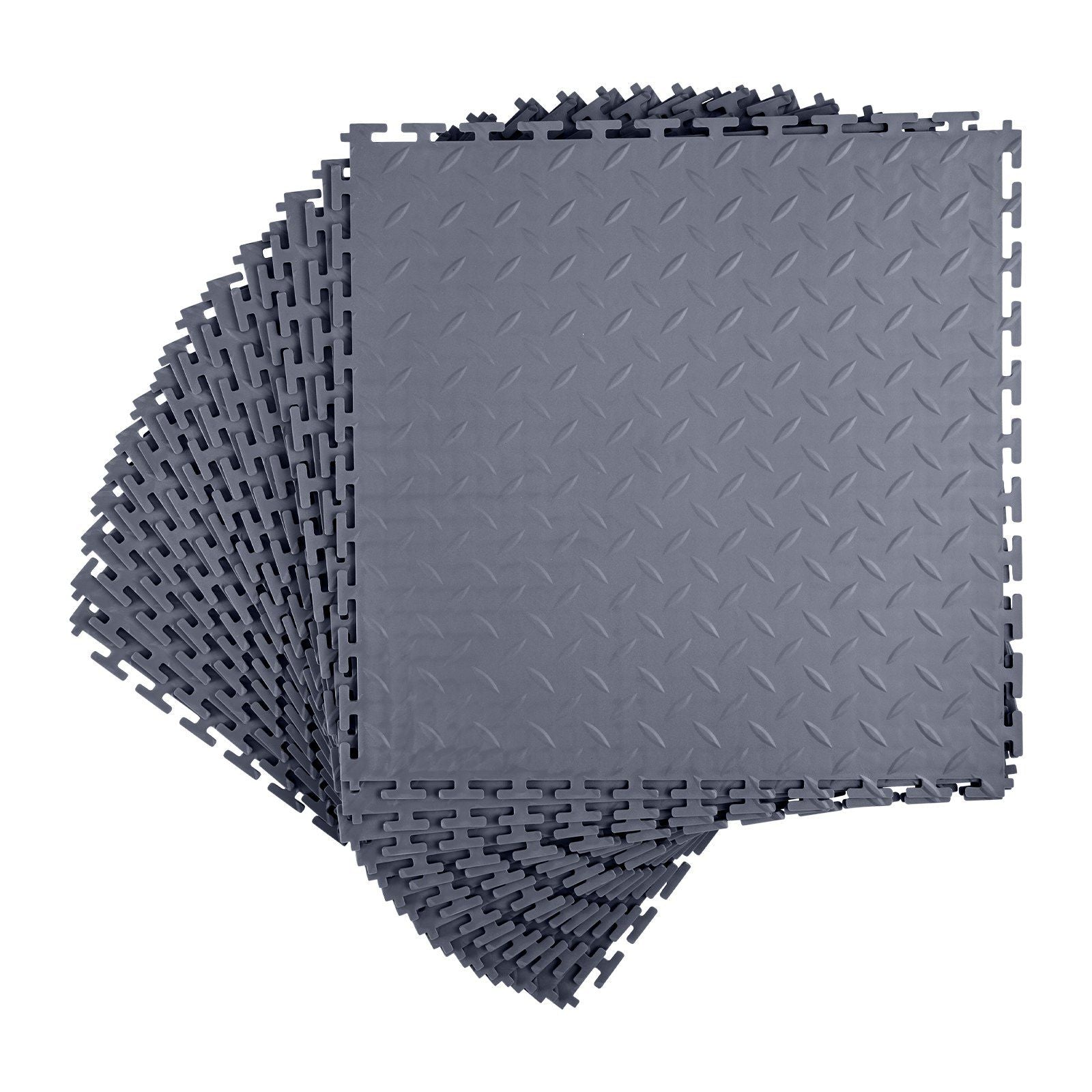 Garage Floor Tiles Interlocking, 16 Pack 513 x 513 x 5 mm Interlocking Modular Garage Flooring Tiles, Diamond V952-PVCLSCKDDPVC9AKRO001V0