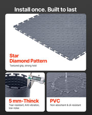 Garage Floor Tiles Interlocking, 16 Pack 513 x 513 x 5 mm Interlocking Modular Garage Flooring Tiles, Diamond V952-PVCLSCKDDPVC9AKRO001V0