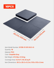 Garage Floor Tiles Interlocking, 16 Pack 513 x 513 x 5 mm Interlocking Modular Garage Flooring Tiles, Diamond V952-PVCLSCKDDPVC9AKRO001V0