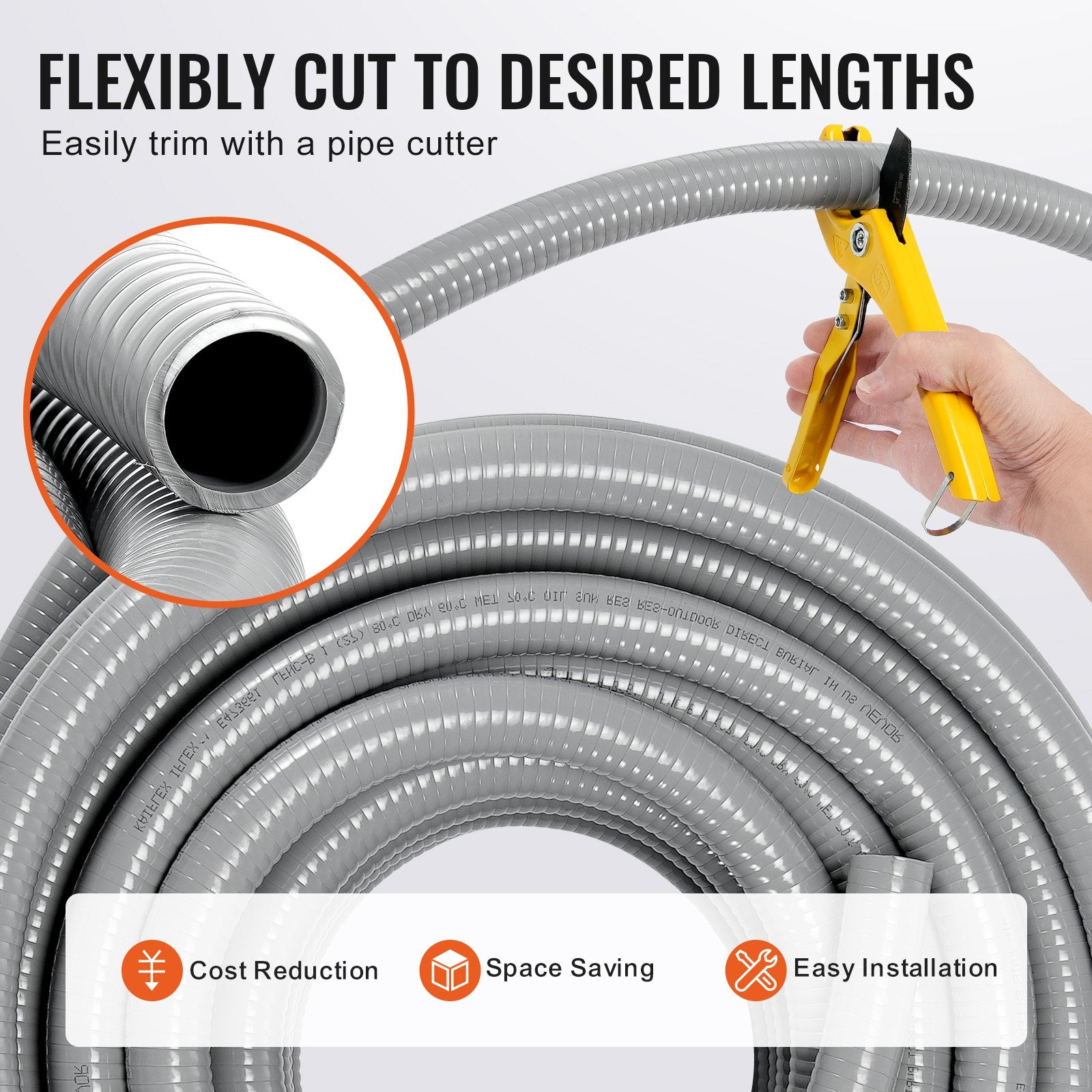 12.7 mm Flexible Electrical Conduit, 30.5 m, PVC Liquid-Tight Conduit Non-Metallic with 5 Straight and 5 V952-PVCYMDQDG1004Q1FJV0