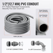 12.7 mm Flexible Electrical Conduit, 30.5 m, PVC Liquid-Tight Conduit Non-Metallic with 5 Straight and 5 V952-PVCYMDQDG1004Q1FJV0