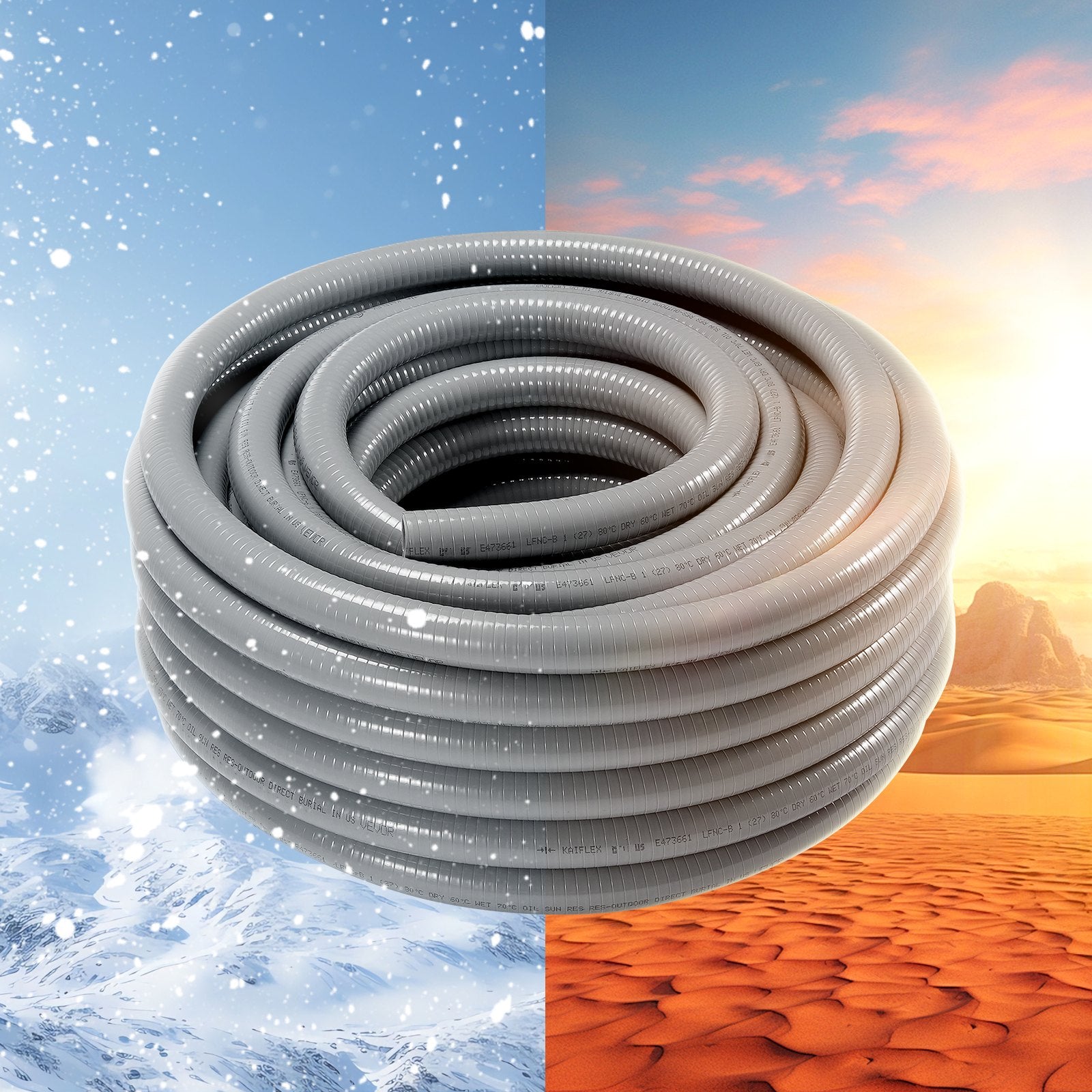 12.7 mm Flexible Electrical Conduit, 30.5 m, PVC Liquid-Tight Conduit Non-Metallic with 5 Straight and 5 V952-PVCYMDQDG1004Q1FJV0