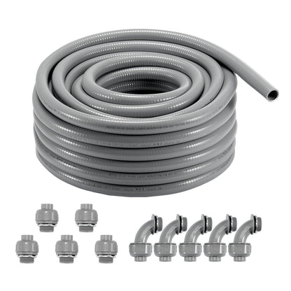 12.7 mm Flexible Electrical Conduit, 30.5 m, PVC Liquid-Tight Conduit Non-Metallic with 5 Straight and 5 V952-PVCYMDQDG1004Q1FJV0