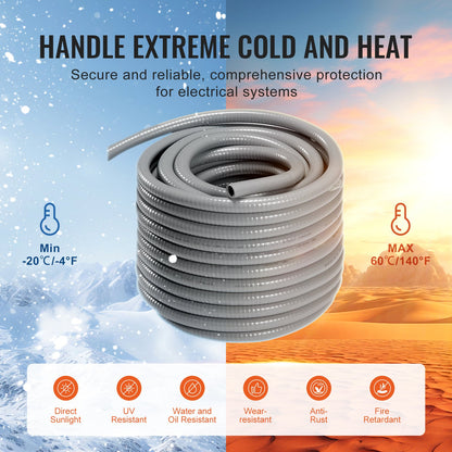 25.4 mm Flexible Electrical Conduit, 30.5 m, PVC Liquid-Tight Conduit Non-Metallic with 5 Straight and 5 V952-PVCYMDQDG1INFF00ZV0