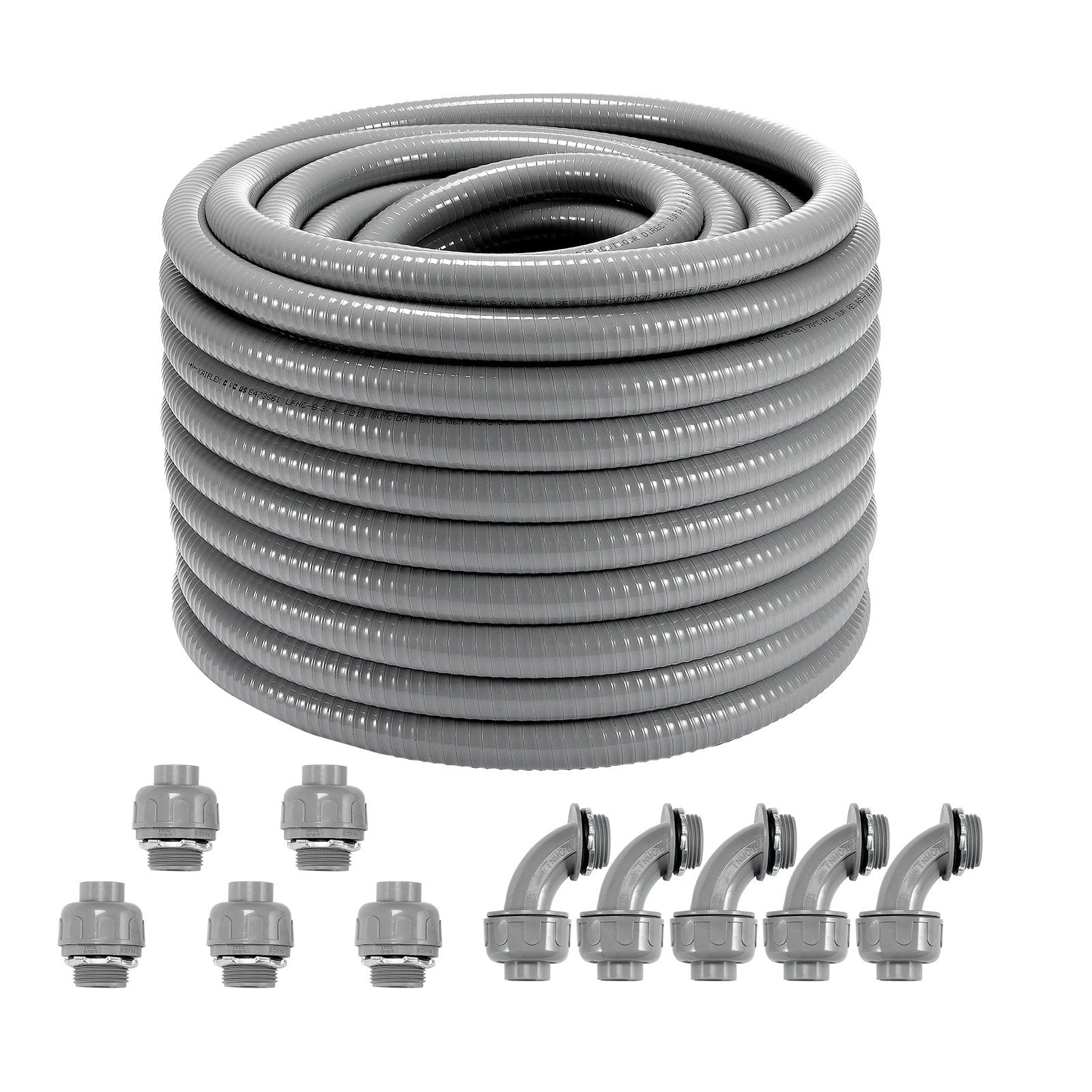 19.1 mm Flexible Electrical Conduit, 30.5 m, PVC Liquid-Tight Conduit Non-Metallic with 5 Straight and 5 V952-PVCYMDQDG34IIP87TV0