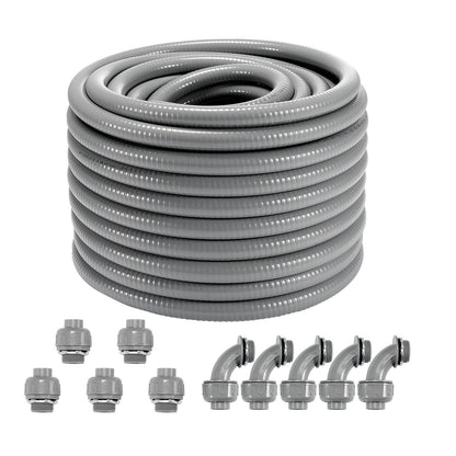 19.1 mm Flexible Electrical Conduit, 30.5 m, PVC Liquid-Tight Conduit Non-Metallic with 5 Straight and 5 V952-PVCYMDQDG34IIP87TV0