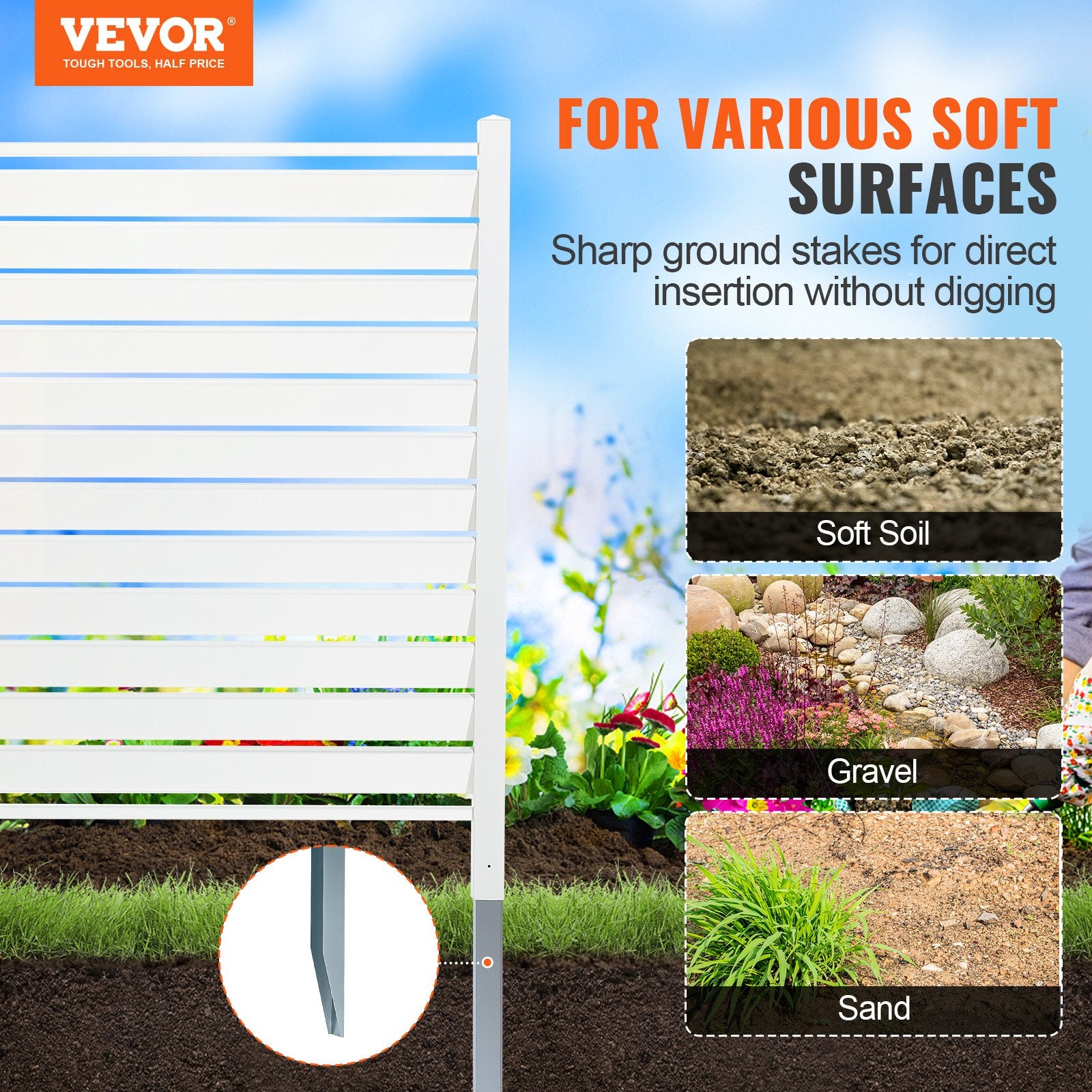 48" W x 48" H Vinyl Privacy Fence Panels, Air Conditioner Fence, Outdoor Privacy Screens for Trash Can, Pool V952-PVCYSWLMB48X1YA2SV0