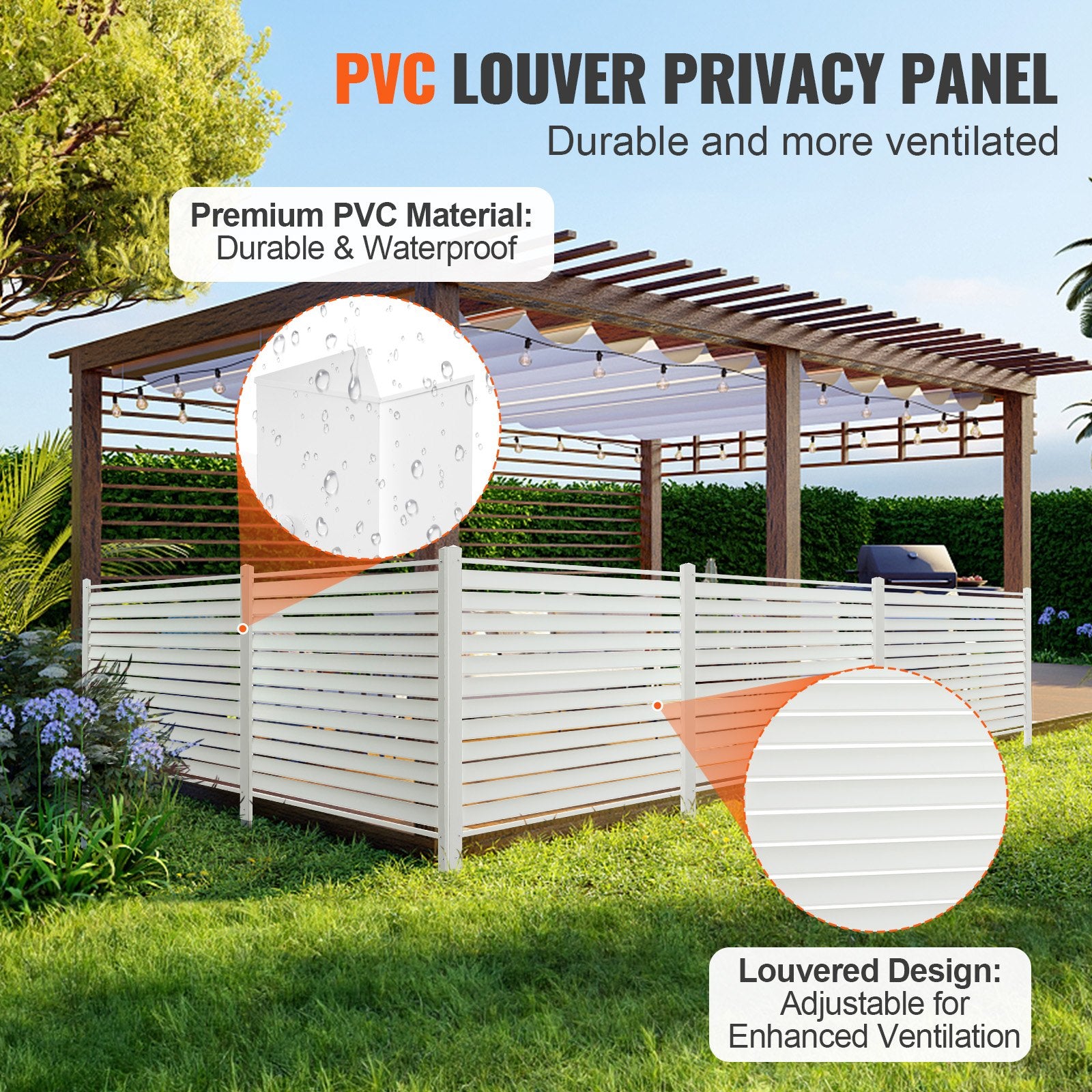 48" W x 48" H Vinyl Privacy Fence Panels, Air Conditioner Fence, Outdoor Privacy Screens for Trash Can, Pool V952-PVCYSWLMB48X1YA2SV0