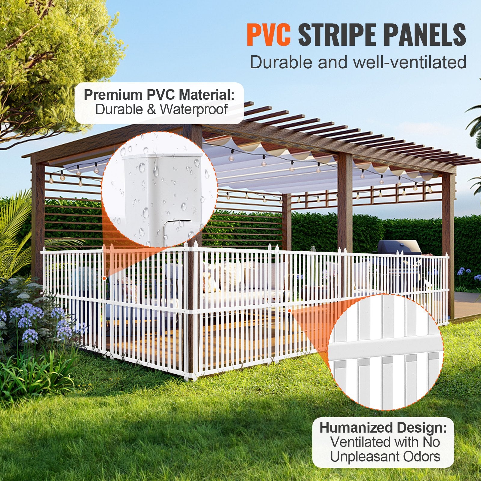 1.22m W x 1.22m H Vinyl Privacy Fence Panels, Air Conditioner Fence, Outdoor Privacy Screens for Trash Can, V952-PVCYSWLMB48X9JS2HV0