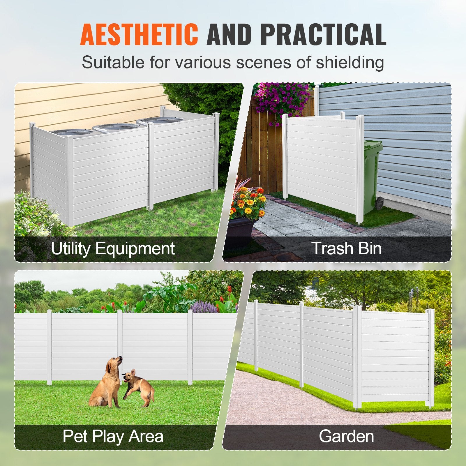 Outdoor Privacy Screens, 50" W x 50" H Air Conditioner Fence, Pool Equipment Enclosure, Horizontal Vinyl V952-PVCYSWLMB50XGXYIGV0