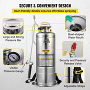 3.5Gal Stainless Steel Sprayer,l Set with 20" Wand& Handle& 3FT Reinforced Hose, Hand Pump Sprayer with V952-PWQBXG12L00000001V0