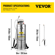 3.5Gal Stainless Steel Sprayer,l Set with 20" Wand& Handle& 3FT Reinforced Hose, Hand Pump Sprayer with V952-PWQBXG12L00000001V0