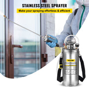 2Gal Stainless Steel Sprayer, Set with 20"" Wand& Handle& 3FT Reinforced Hose, Hand Pump Sprayer with V952-PWQBXG8L000000001V0