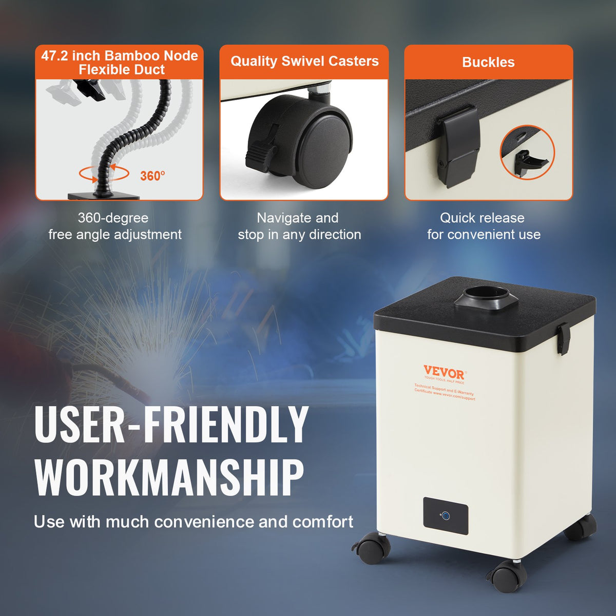 Solder Fume Extractor, 150W Soldering Smoke Extractor with 3-Stage Filters, 332 m3/h Strong Suction Smoke V952-PYJ150WLDS002A4K5V3