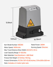 280W Electric Sliding Gate Opener 816kg Chain Drive Infrared Sensor V952-PYMKMJNLCTPYQ4W05001V3