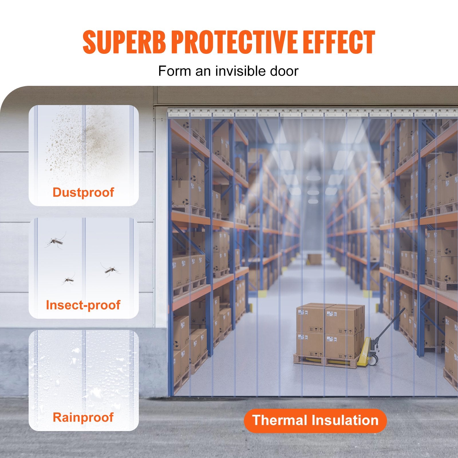 Strip Curtain PVC Door Curtain 244 x 244 cm Cooler Freezer Clear Plastic V952-PZMLPZGHMPTLG3PGGV0