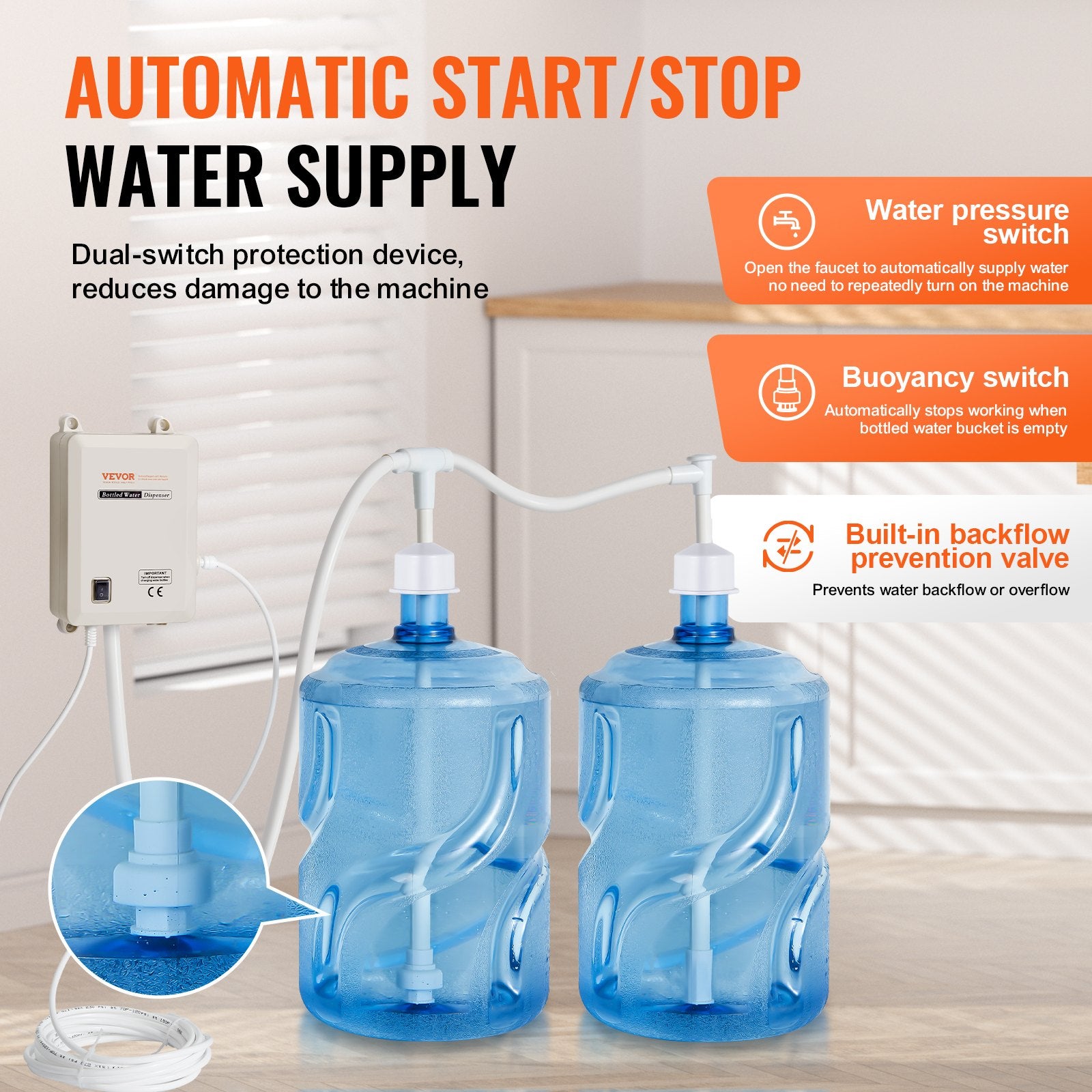 Bottled Water Dispenser Pump System, 2x5 Gallon Dispensing System, Automatic Electric Water Dispenser, V952-PZSYSBSJSGCGX2T5QV3