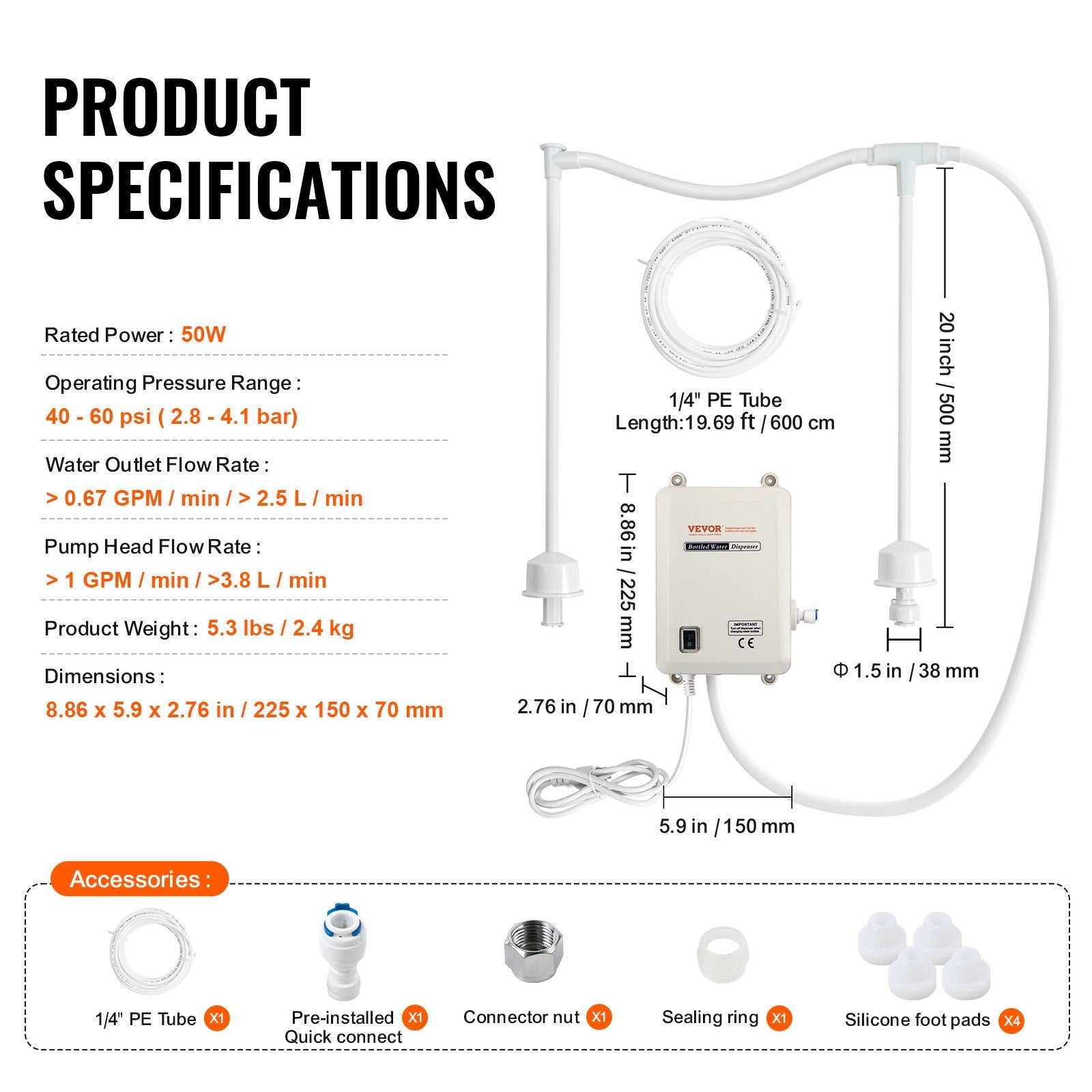 Bottled Water Dispenser Pump System, 2x5 Gallon Dispensing System, Automatic Electric Water Dispenser, V952-PZSYSBSJSGCGX2T5QV3