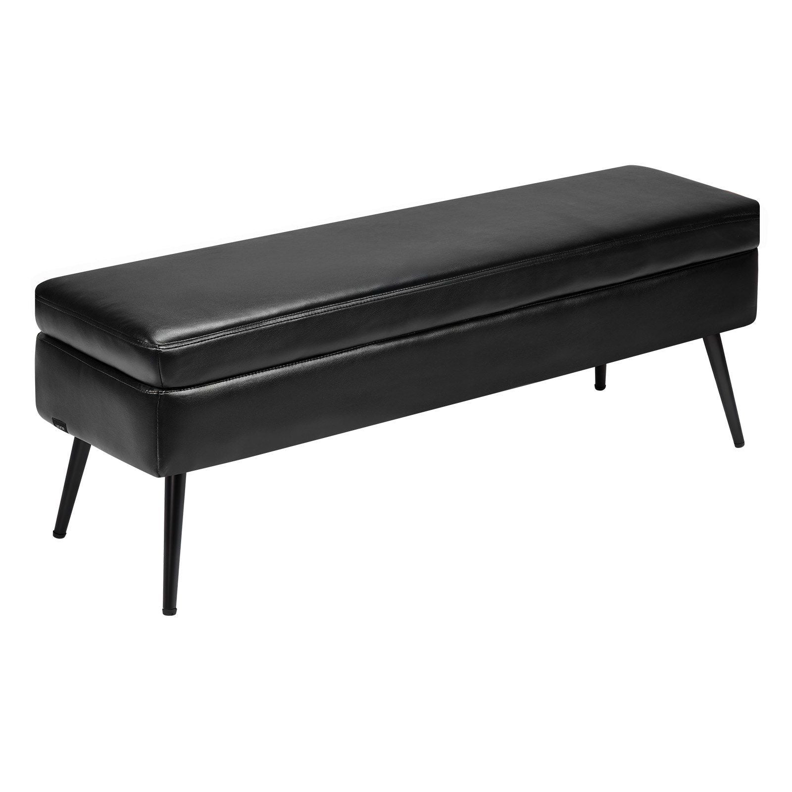 Leather Storage Ottoman Bench, PU Leather Bench with Storage and Metal Legs, Modern Shoe Benches Seat for V952-PZWSZYXTK415IFM6R001V0