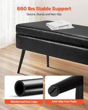 Leather Storage Ottoman Bench, PU Leather Bench with Storage and Metal Legs, Modern Shoe Benches Seat for V952-PZWSZYXTK415IFM6R001V0